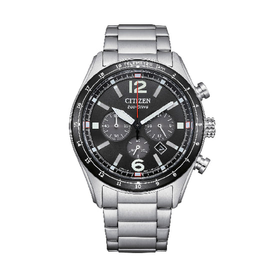 Orologio uomo crono Citizen eco drive acciaio quadrante nero MISURA UNICA