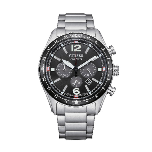 Orologio uomo crono Citizen eco drive acciaio quadrante nero MISURA UNICA