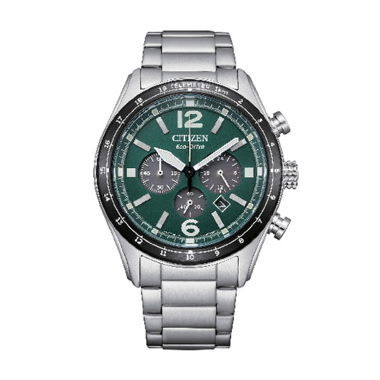 Orologio uomo crono Citizen eco drive acciaio quadrante verde MISURA UNICA