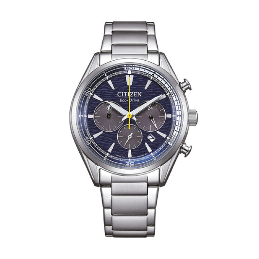 Orologio cronografo Citizen in acciaio con quadrante blu MISURA UNICA