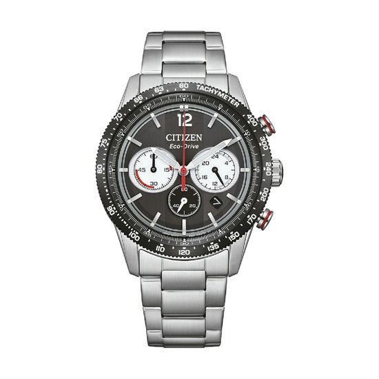 Orologio cronografo Citizen in acciaio con quadrante nero MISURA UNICA