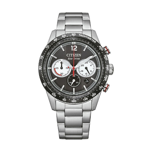 Orologio cronografo Citizen in acciaio con quadrante nero MISURA UNICA