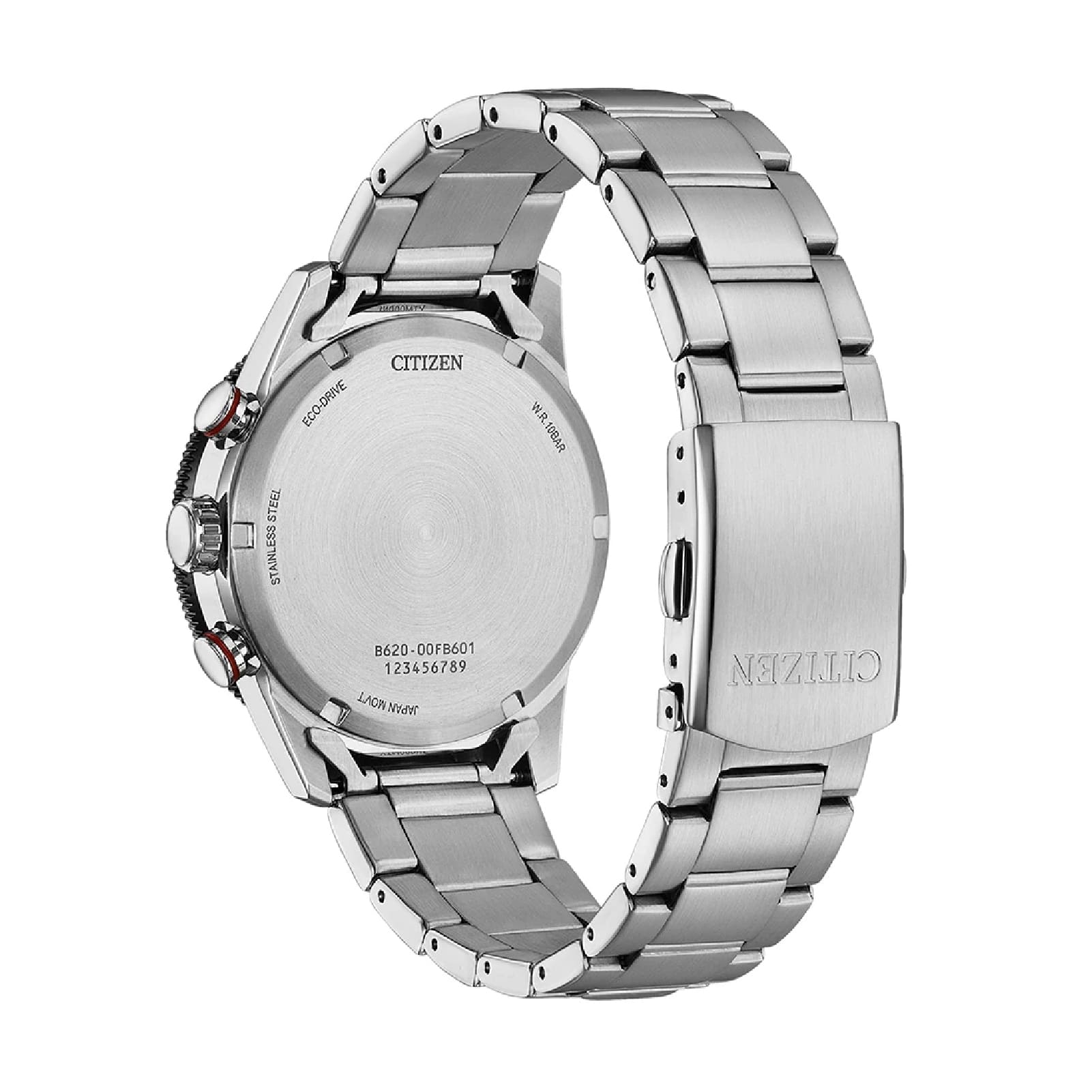 Orologio cronografo Citizen in acciaio con quadrante nero MISURA UNICA