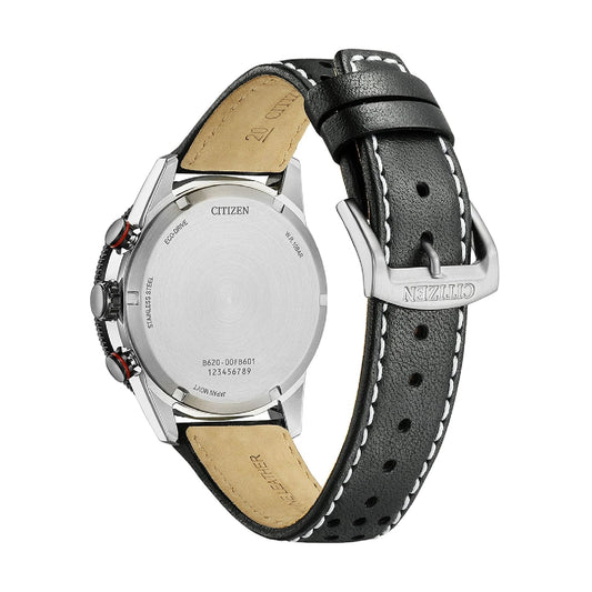 Orologio cronografo Citizen Sport acciaio nero cinturino pelle MISURA UNICA