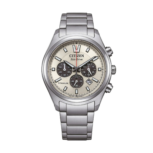 Orologio cronografo Citizen Super Titanio 4750 quadrante beige MISURA UNICA