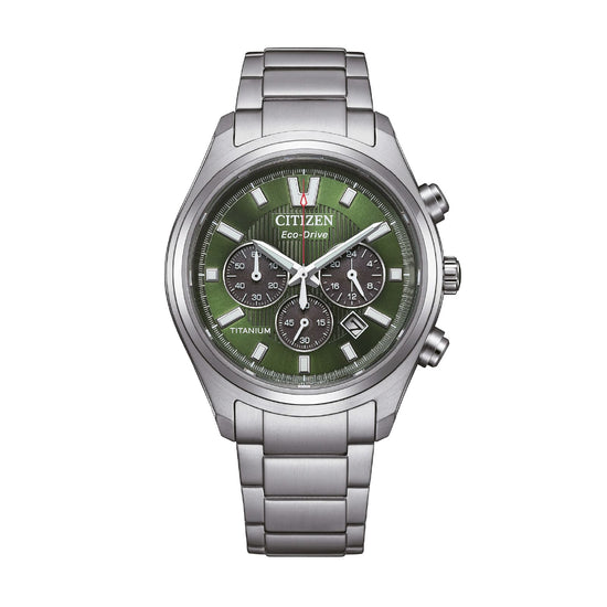 Orologio cronografo Citizen Super Titanio 4750 quadrante verde MISURA UNICA