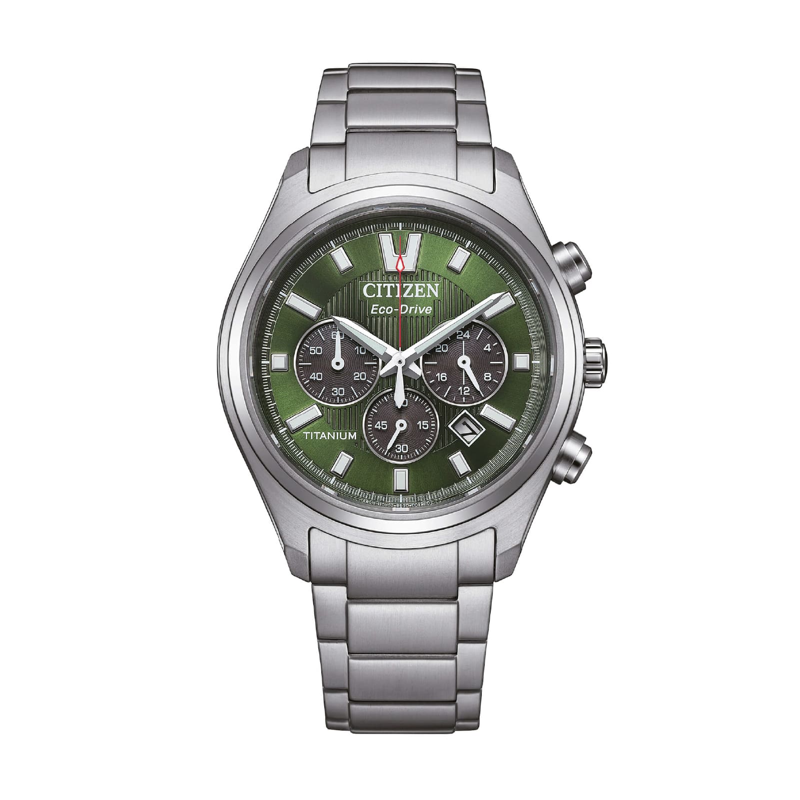 Orologio cronografo Citizen Super Titanio 4750 quadrante verde MISURA UNICA