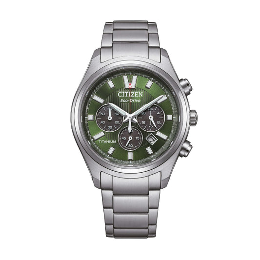 Orologio cronografo Citizen Super Titanio 4750 quadrante verde MISURA UNICA