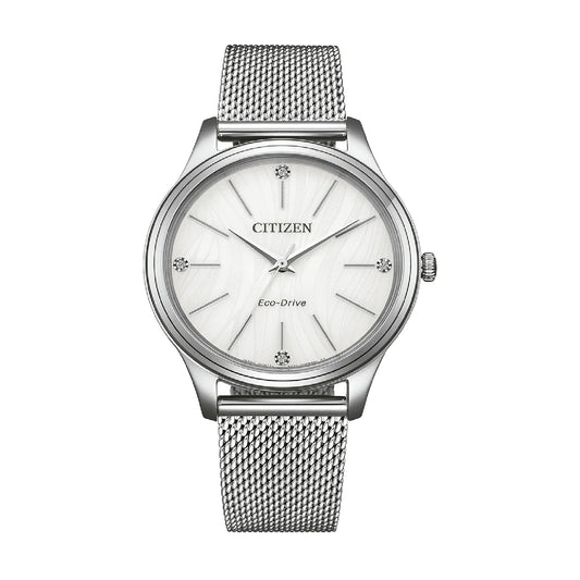 Orologio Citizen Eco drive bracciale mesh in acciaio grigio MISURA UNICA