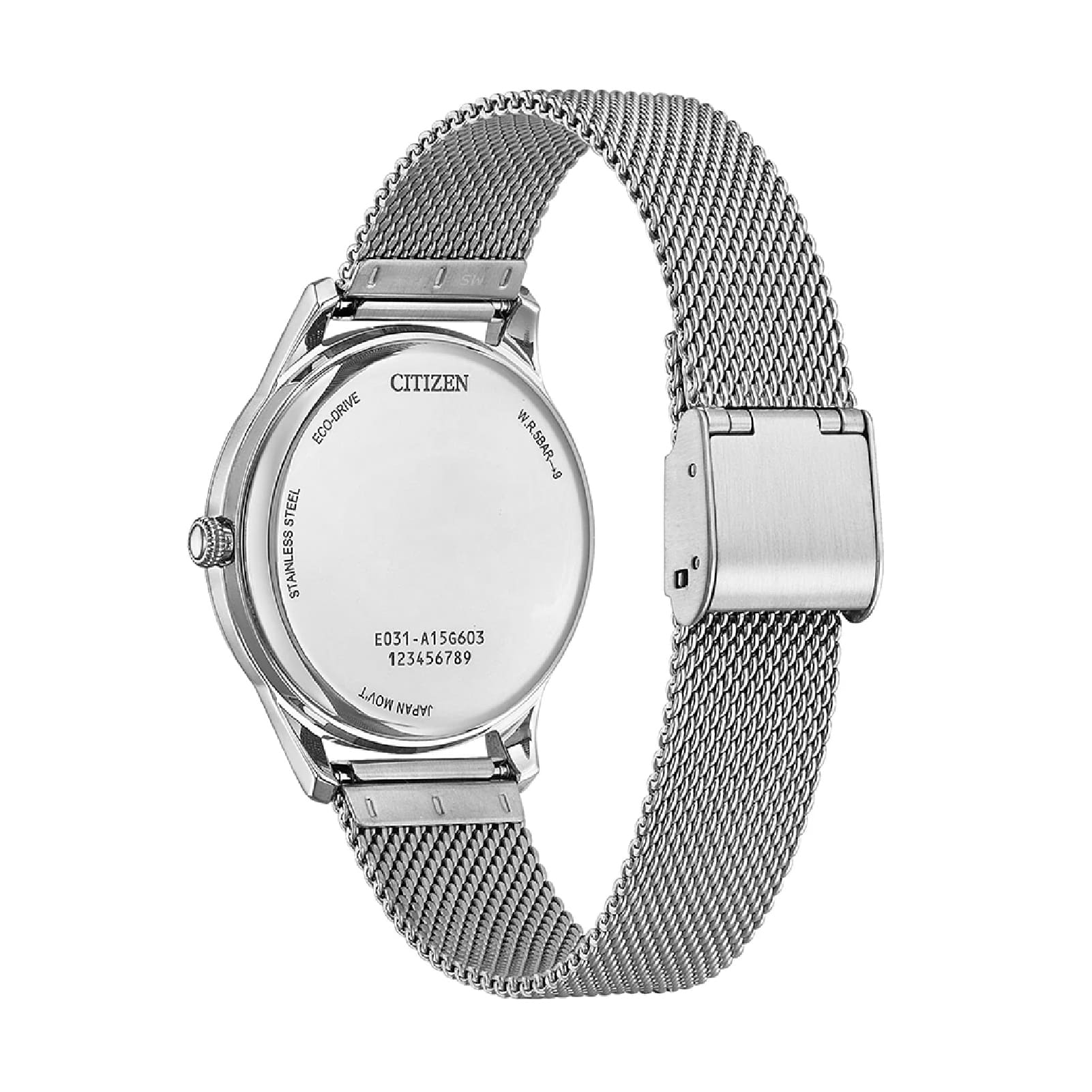 Orologio Citizen Eco drive bracciale mesh in acciaio grigio MISURA UNICA