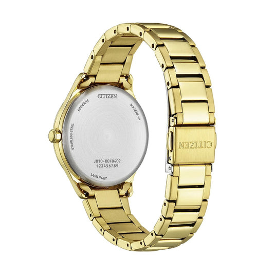 Orologio Citizen Eco drive acciaio dorato quadrante bianco donna MISURA UNICA