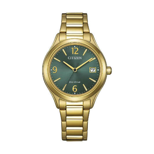 Orologio Citizen Eco drive acciaio dorato quadrante verde donna MISURA UNICA