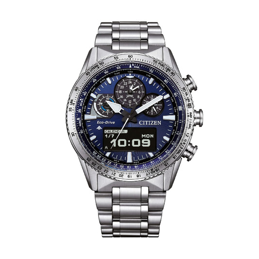 Orologio multifunzione Citizen con quadrante blu da uomo MISURA UNICA
