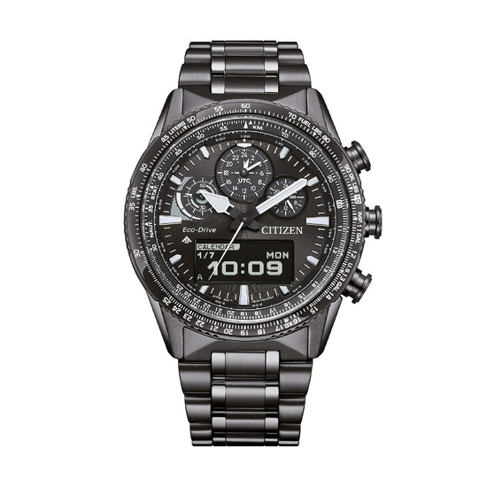 Orologio multifunzione Citizen con quadrante nero da uomo MISURA UNICA