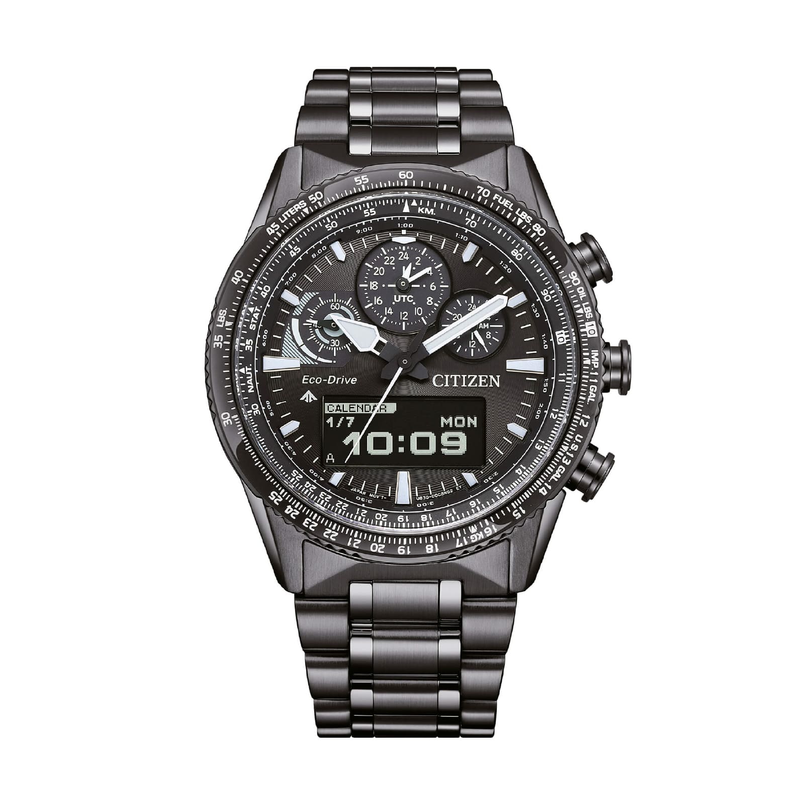 Orologio multifunzione Citizen con quadrante nero da uomo MISURA UNICA