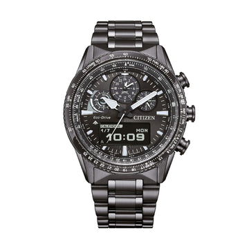 Orologio multifunzione Citizen con quadrante nero da uomo MISURA UNICA