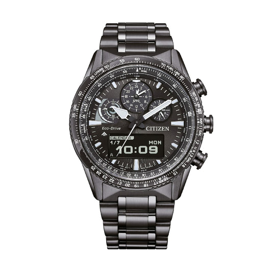 Orologio multifunzione Citizen con quadrante nero da uomo MISURA UNICA