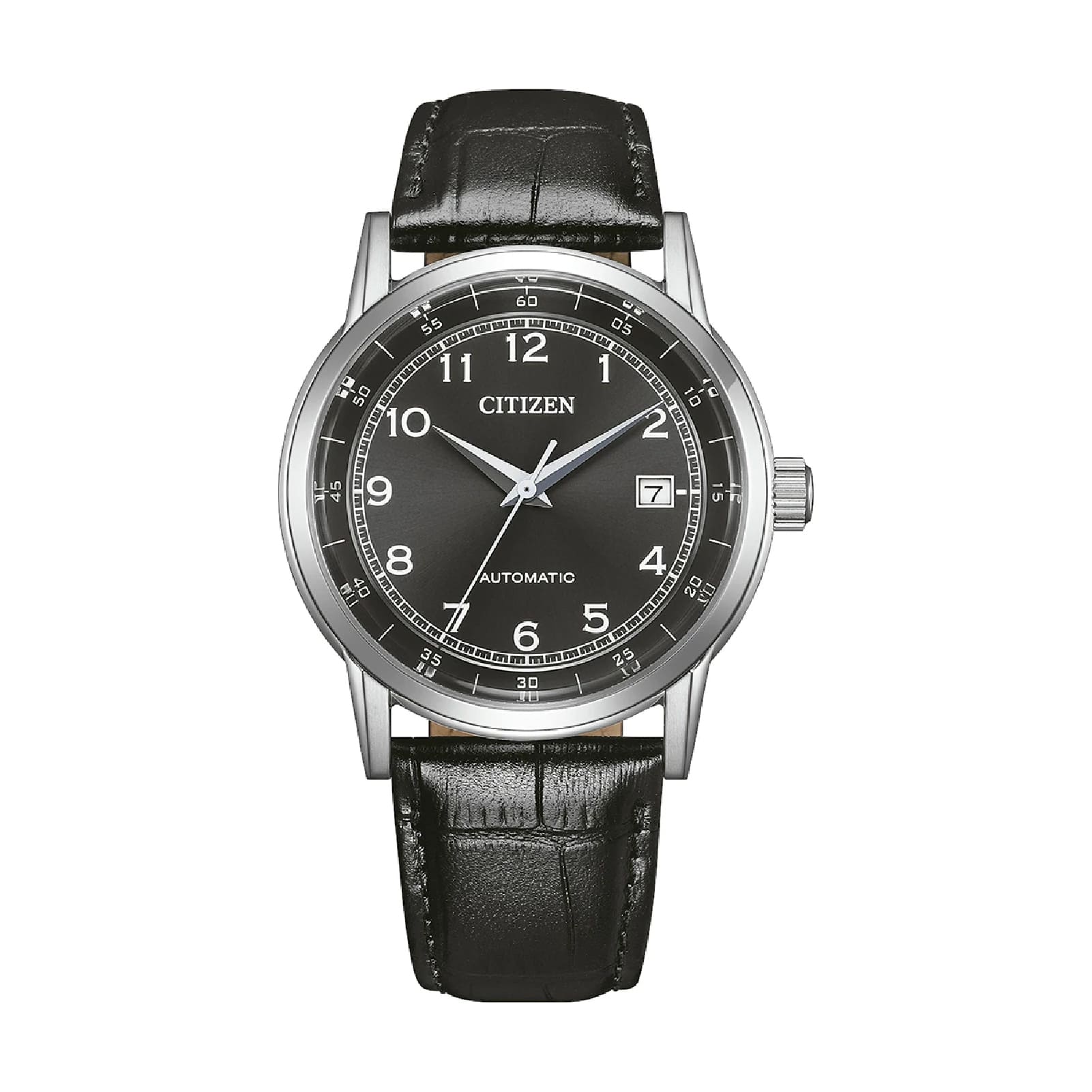 Orologio solo tempo Citizen cassa acciaio cinturino pelle nera MISURA UNICA