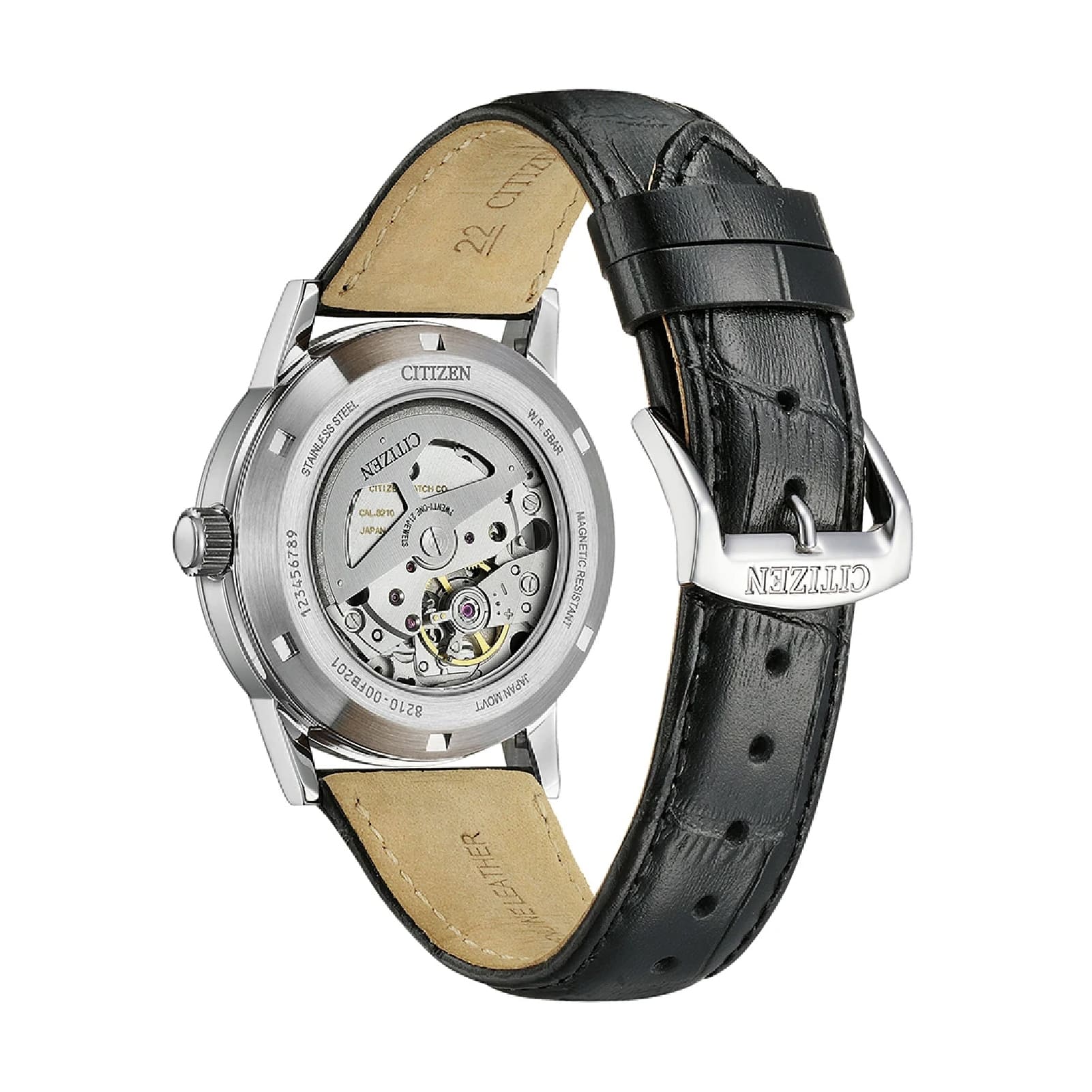 Orologio solo tempo Citizen cassa acciaio cinturino pelle nera MISURA UNICA