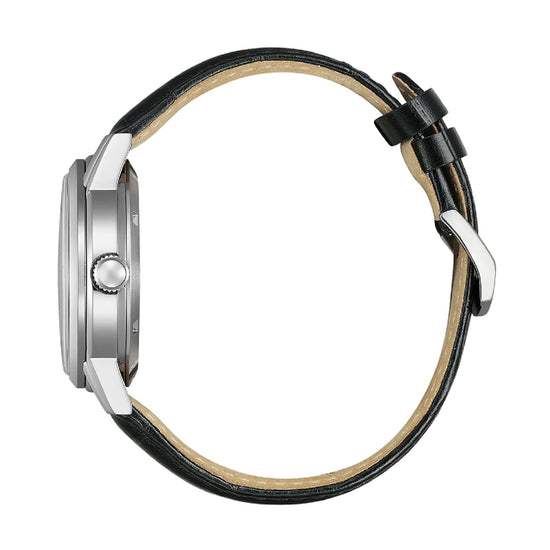 Orologio solo tempo Citizen cassa acciaio cinturino pelle nera MISURA UNICA
