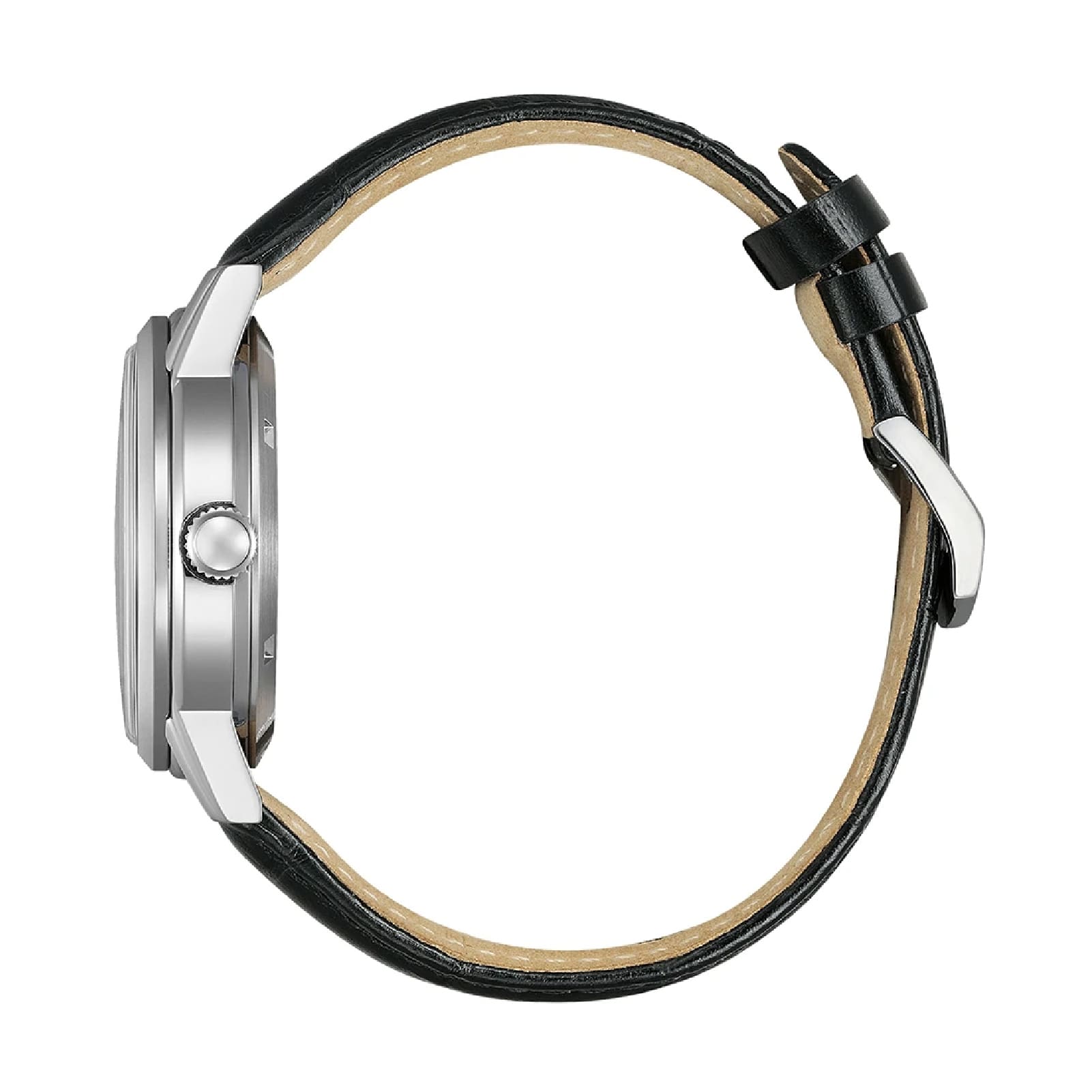 Orologio solo tempo Citizen cassa acciaio cinturino pelle nera MISURA UNICA