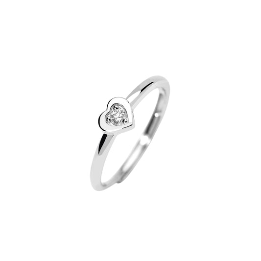 Anello Mabina My Diamond in argento con cuore diamante 0,05ct Regolabile dalla 11 alla 19