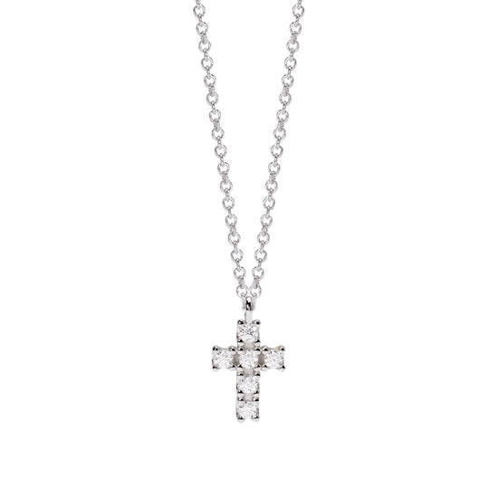 Collana Mabina con croce pendente e diamanti Lab-Grown ct.0,16