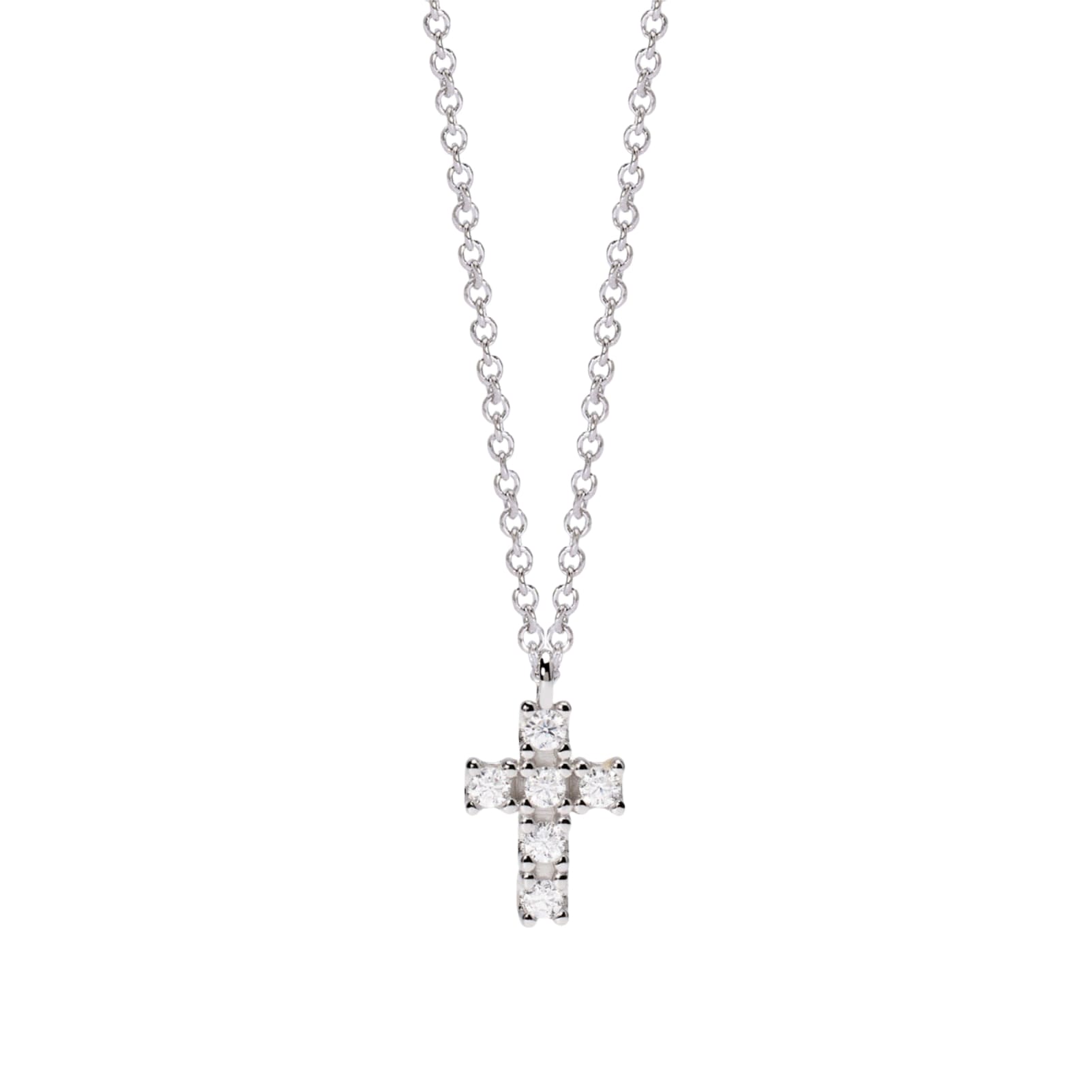 Collana Mabina con croce pendente e diamanti Lab-Grown ct.0,16