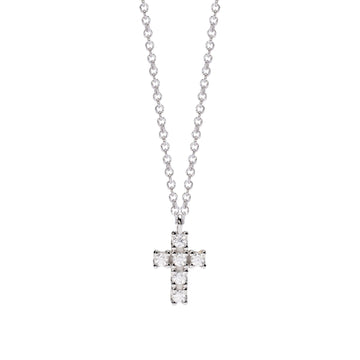 Collana Mabina con croce pendente e diamanti Lab-Grown ct.0,16