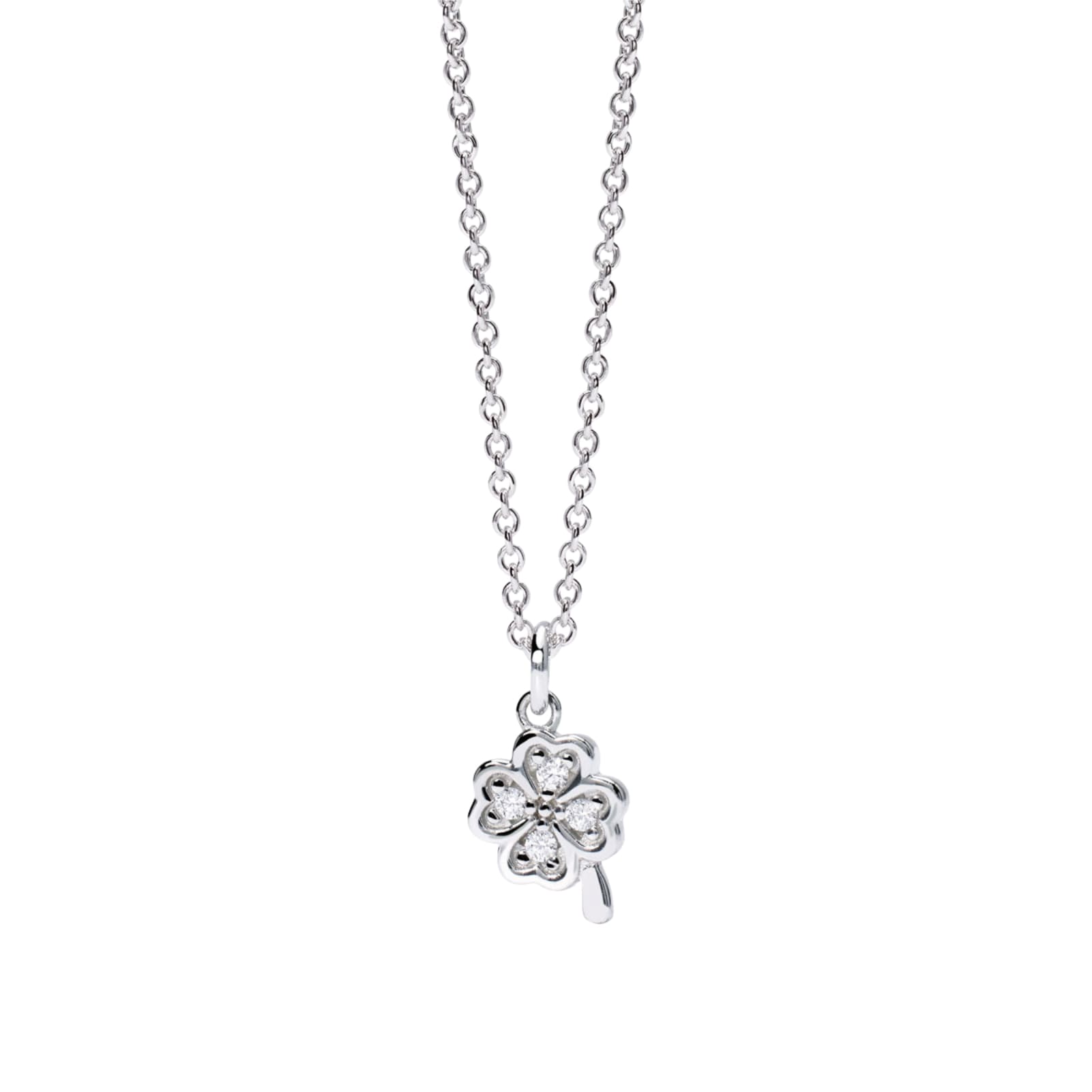 Collana Mabina con diamante Lab Grown e quadrifoglio