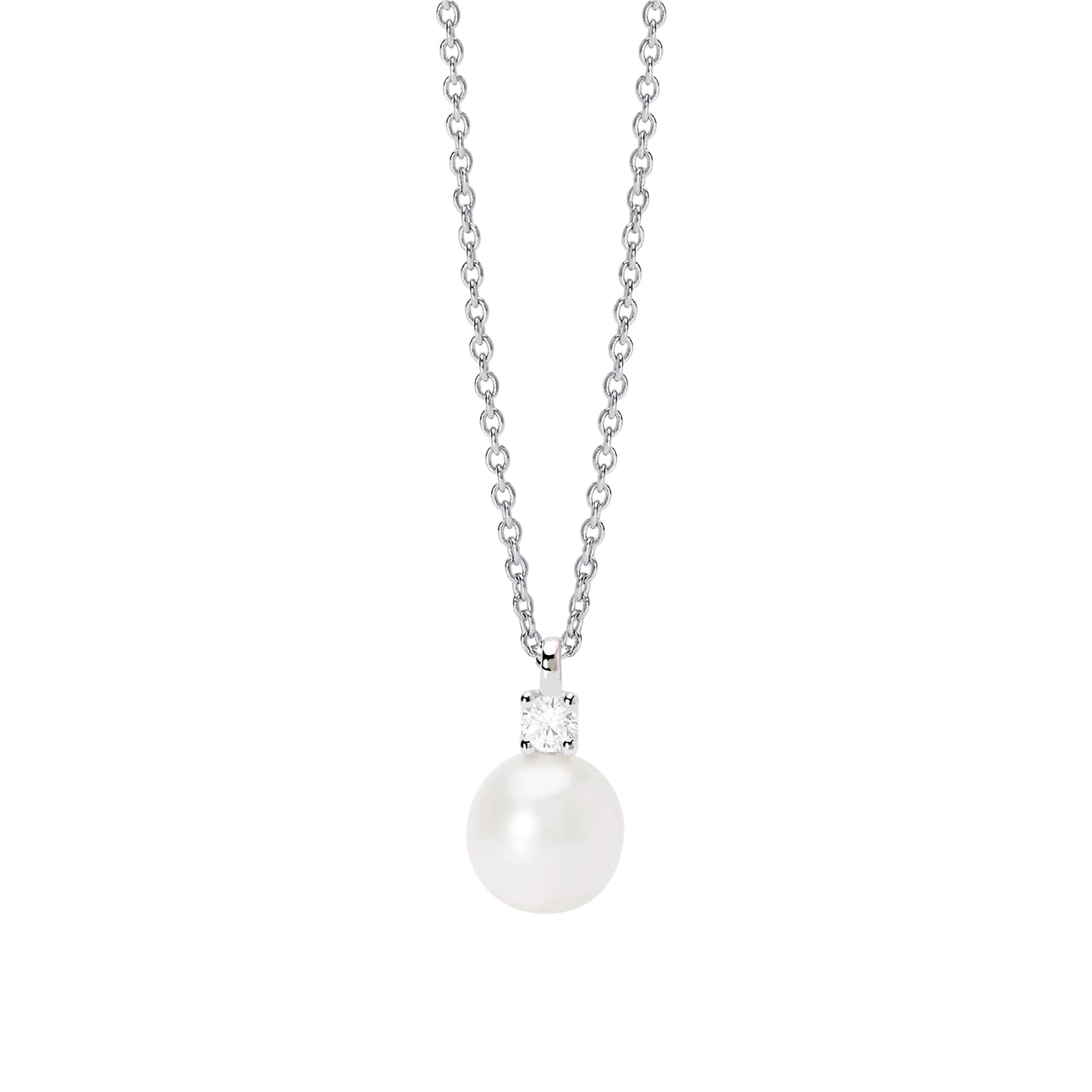 Collana Mabina My Diamond in argento perla e diamante 0,08ct MISURA UNICA