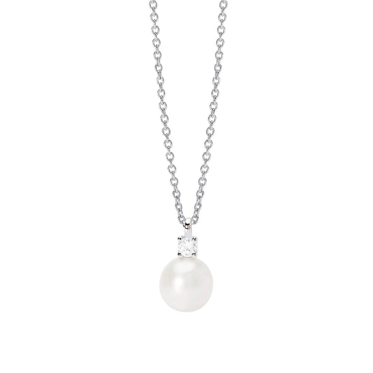Collana Mabina My Diamond in argento perla e diamante 0,08ct MISURA UNICA