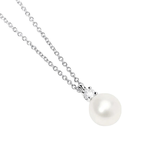 Collana Mabina My Diamond in argento perla e diamante 0,08ct MISURA UNICA
