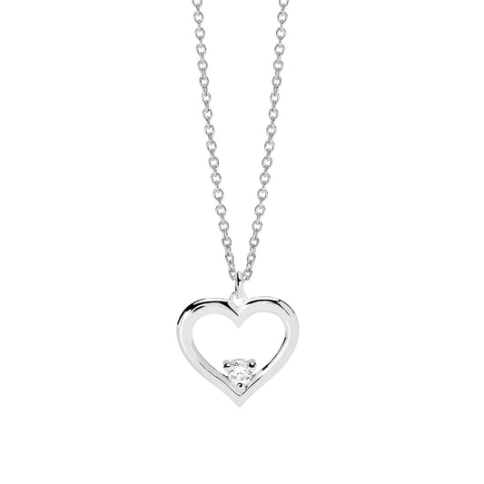 Collana Mabina My Diamond in argento cuore con diamante 0,075ct MISURA UNICA