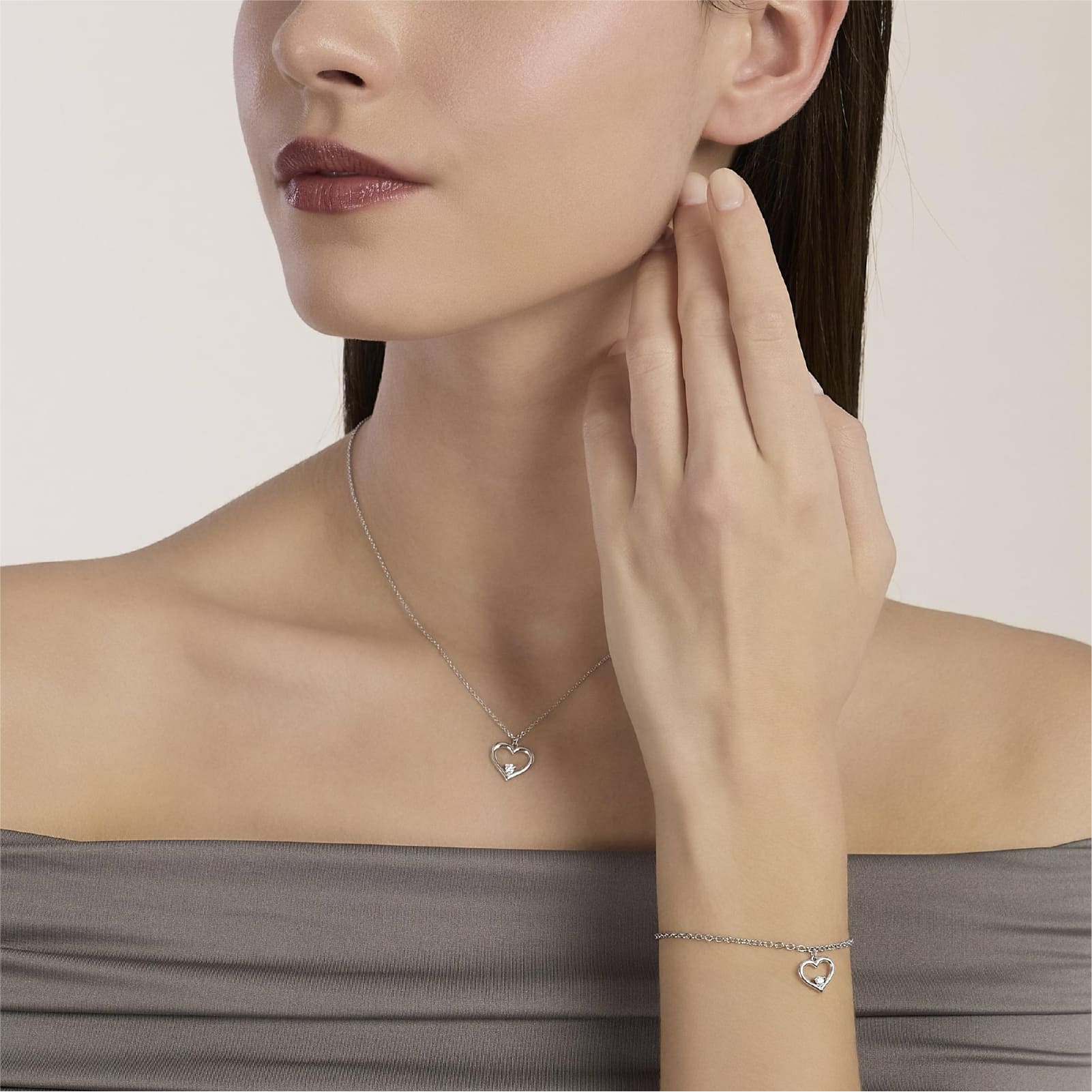 Collana Mabina My Diamond in argento cuore con diamante 0,075ct MISURA UNICA