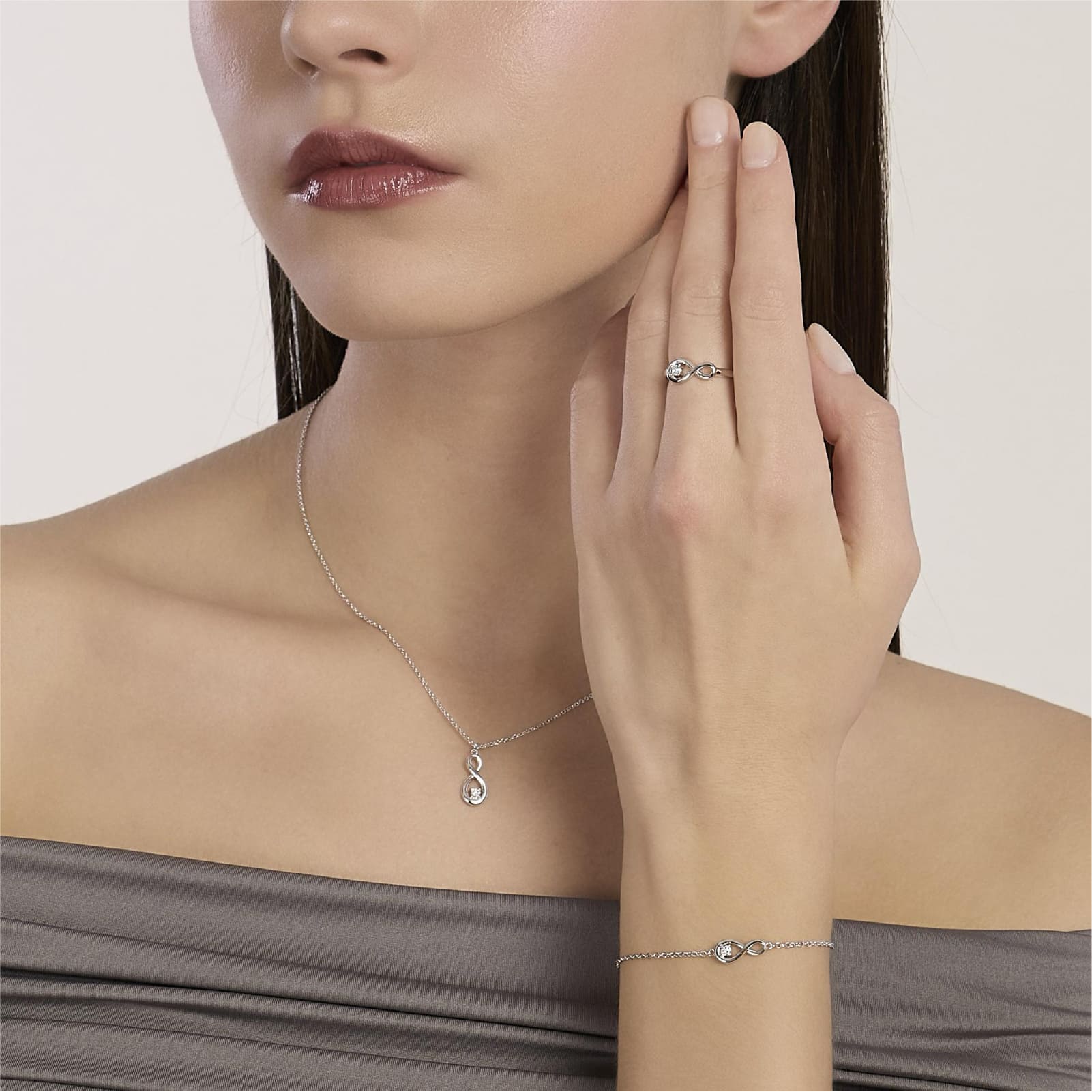 Collana Mabina My Diamond in argento infinito diamante 0,06ct MISURA UNICA
