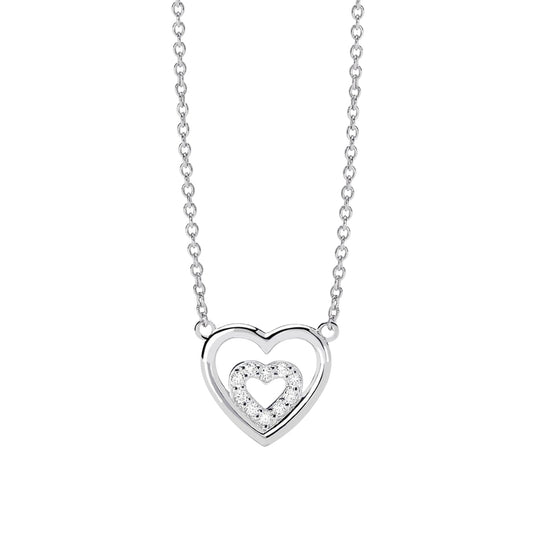Collana Mabina My Diamond in argento cuori e diamante 0,09ct MISURA UNICA