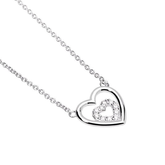 Collana Mabina My Diamond in argento cuori e diamante 0,09ct MISURA UNICA