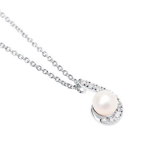 Collana Mabina My Diamond in argento perla e diamante pendente MISURA UNICA