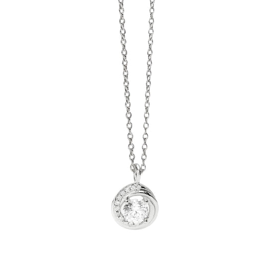 Collana catena Mabina in argento zirconi e pendete cerchio MISURA UNICA