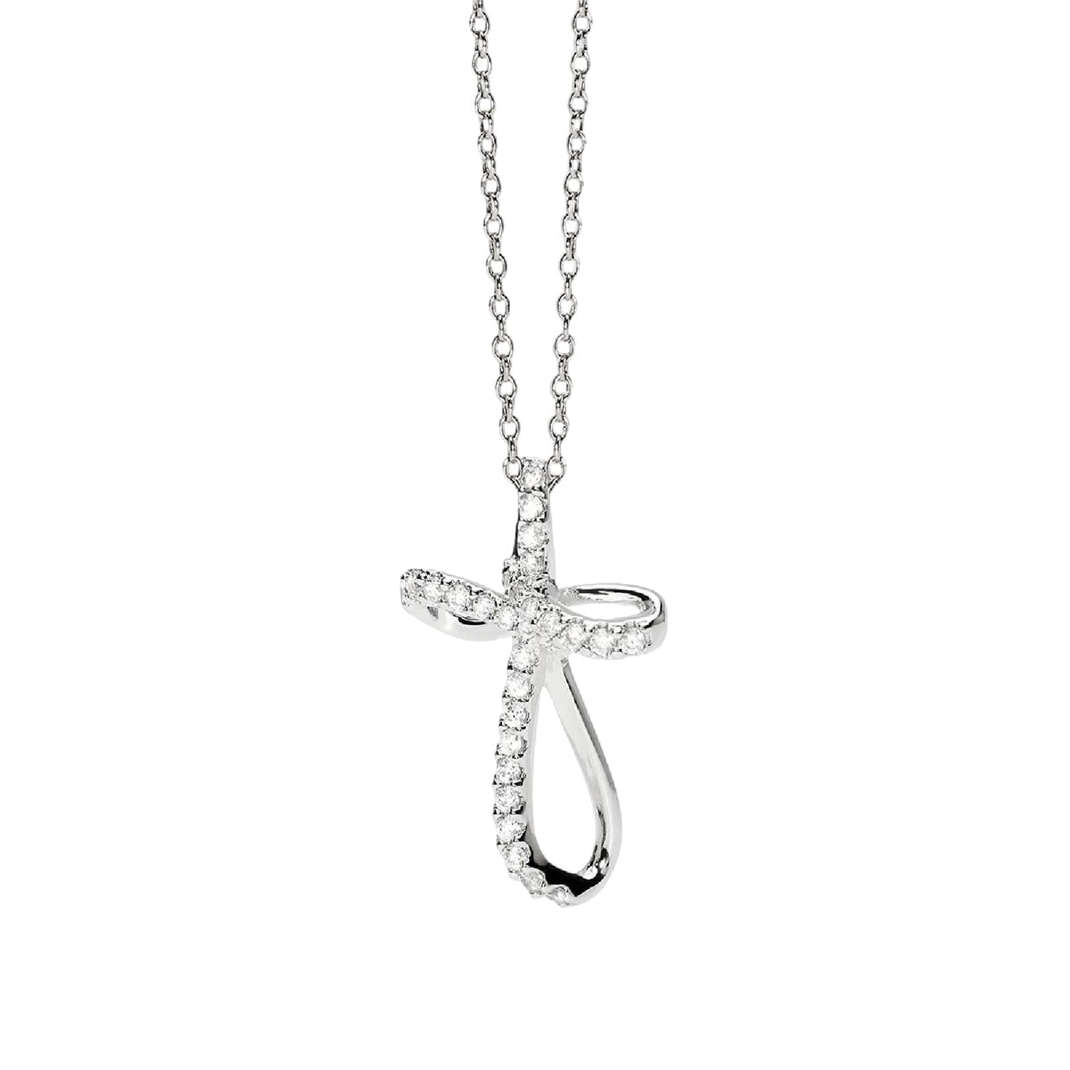 Collana catena Mabina in argento con zirconi pendente croce MISURA UNICA