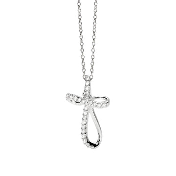Collana catena Mabina in argento con zirconi pendente croce MISURA UNICA