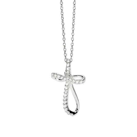 Collana catena Mabina in argento con zirconi pendente croce MISURA UNICA
