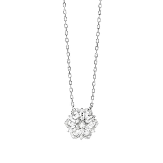 Collana catena Mabina in argento con zirconi pendente fiore MISURA UNICA