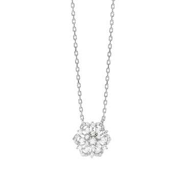 Collana catena Mabina in argento con zirconi pendente fiore MISURA UNICA