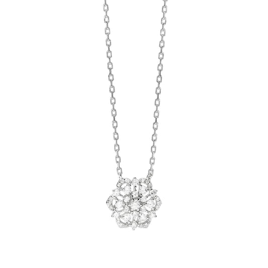 Collana catena Mabina in argento con zirconi pendente fiore MISURA UNICA