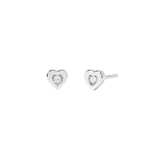 Orecchini lobo Mabina con cuore e diamanti Lab-Grown ct.0,05
