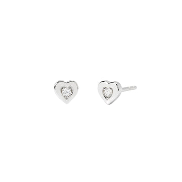 Orecchini lobo Mabina con cuore e diamanti Lab-Grown ct.0,05