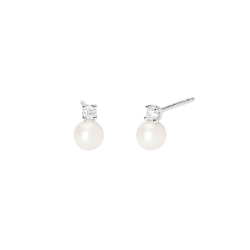 Orecchini Mabina My Diamond in argento perle e diamanti 0,09ct MISURA UNICA