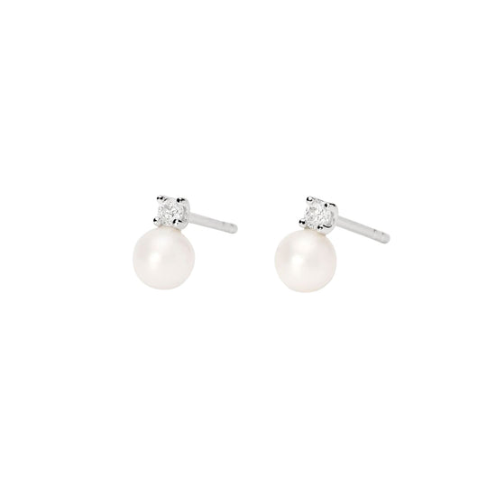 Orecchini Mabina My Diamond in argento perle e diamanti 0,09ct MISURA UNICA
